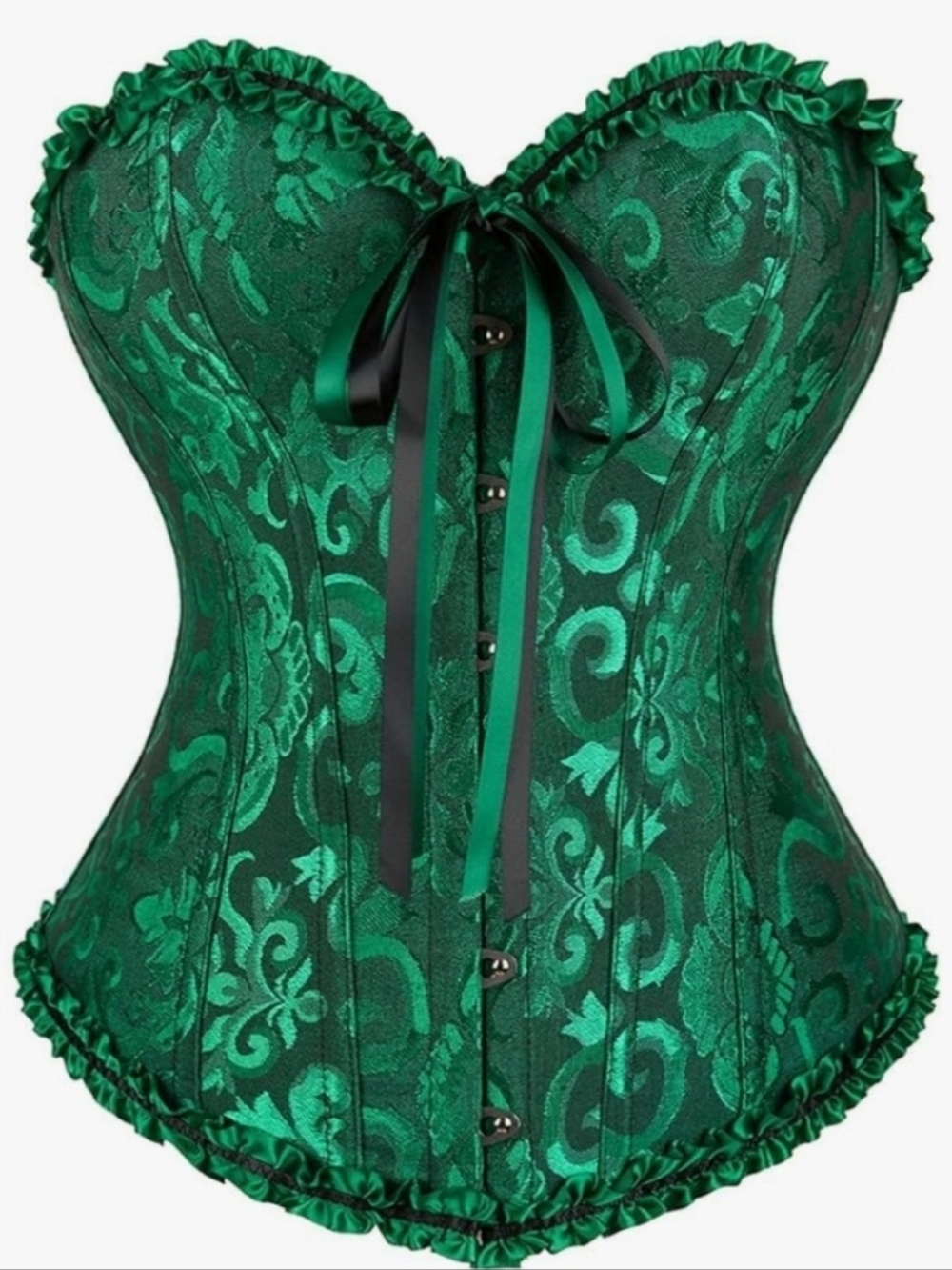 Women's Lace Up Boned Overbust Corset Bustier Lingerie Bodyshaper Top